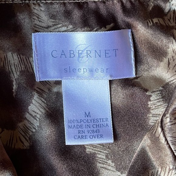 Cabernet 2 Pc Set satin animal print pajama's M long sleeve - Picture 5 of 8